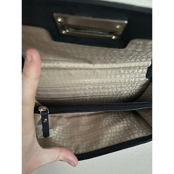 Kate Spade Black Pebbled Leather Crossbody Shoulder Bag Mini Gold Old Money - Picture 9 of 12